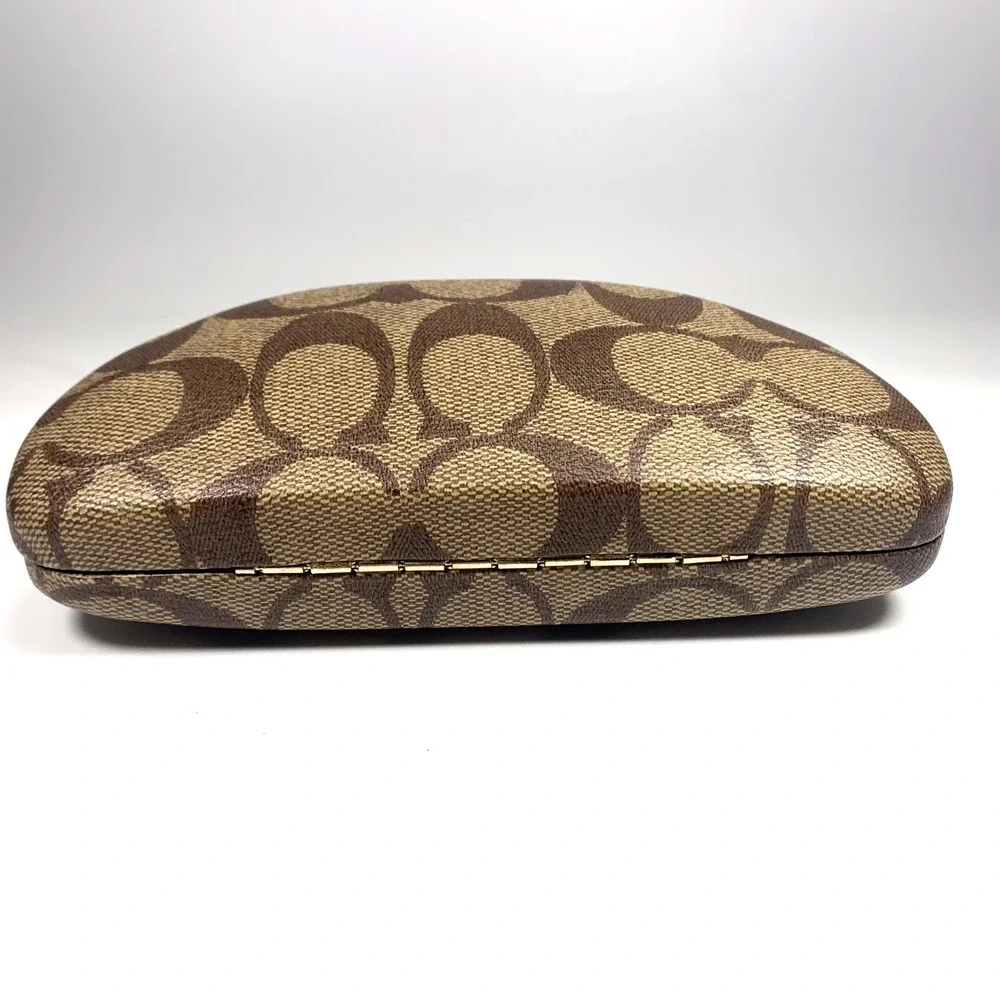 Coach Signature Monogram Sunglasses Case Brown Hard Clamshell - Case Only